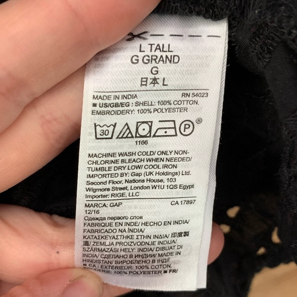 GAP BLACK PRETTY LACEY LACE BLOUSE BOHO FEMME - Picture 3 of 4